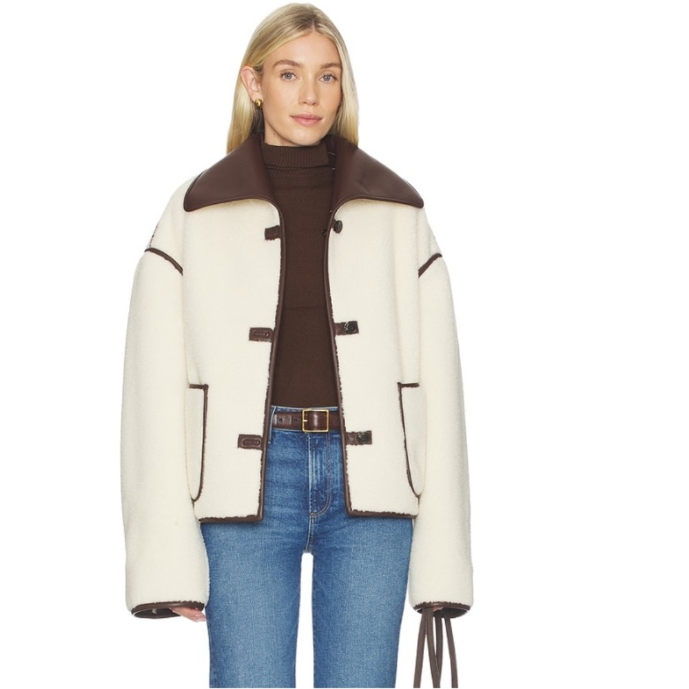 Tularosa Margot Reversible Jacket in Cream & Dark Brown - Picture 11 of 11